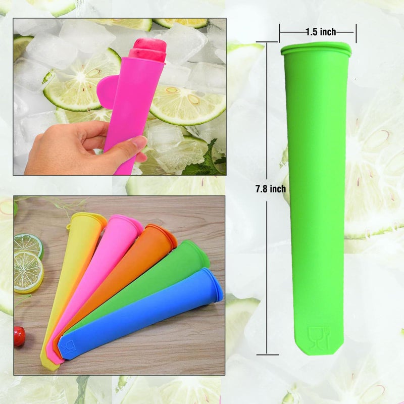 Wpunwen Silicone Ice Pop Mold Wpunwen Popsicle Molds with Lids 6 Pcs Silicone Popsicle Molds Reusable Popsicle Tubes with Clean Brush Durable Pure Color - Image 3